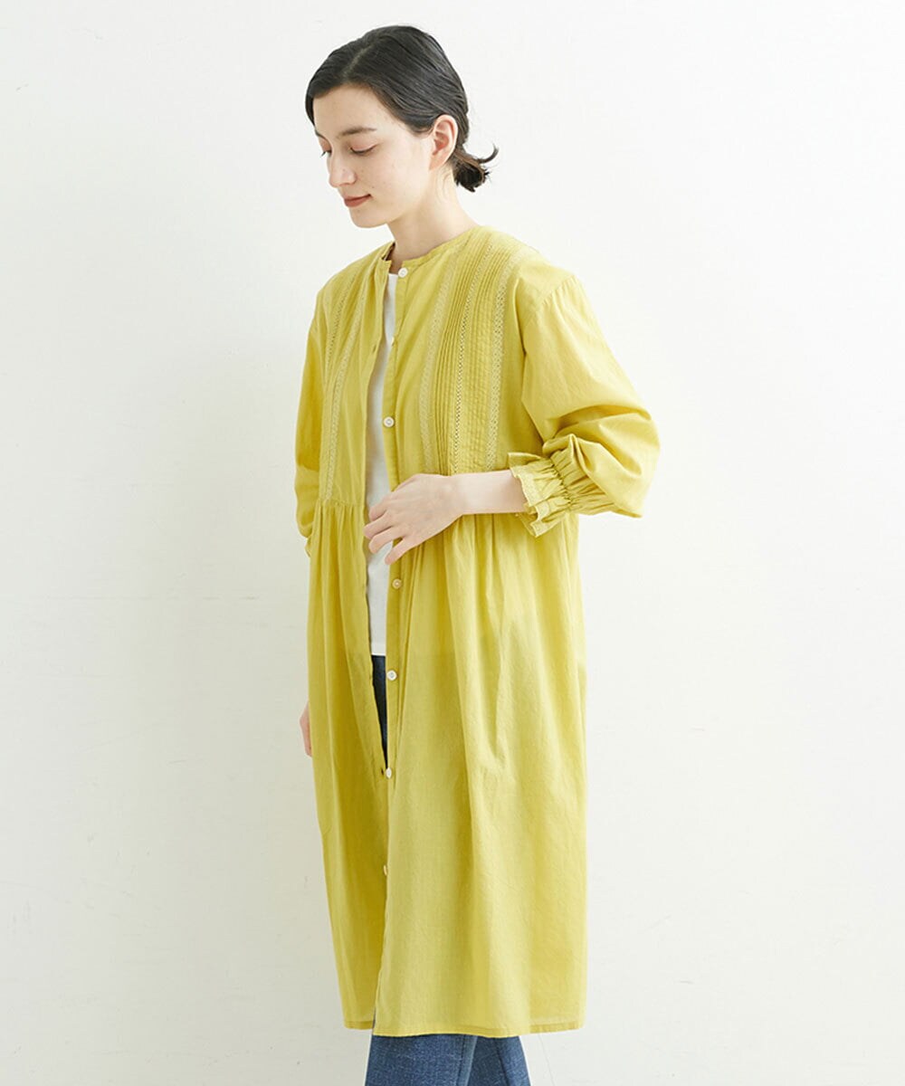 NHEGU85230 GIANNI LO GIUDICE(小さいサイズ)(メゾン ドゥ サンク) コットンボイルノーカラーシャツワンピース ネイビー