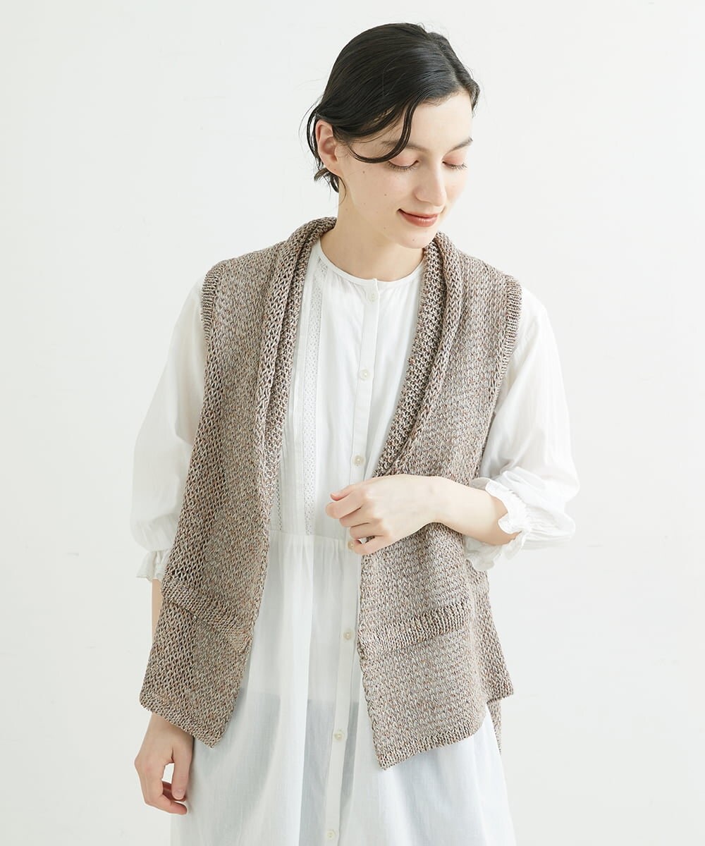 NHEGU85230 GIANNI LO GIUDICE(小さいサイズ)(メゾン ドゥ サンク) コットンボイルノーカラーシャツワンピース ネイビー