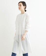NHEGU85230 GIANNI LO GIUDICE(小さいサイズ)(メゾン ドゥ サンク) コットンボイルノーカラーシャツワンピース ネイビー