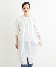 NHEGU85230 GIANNI LO GIUDICE(小さいサイズ)(メゾン ドゥ サンク) コットンボイルノーカラーシャツワンピース ネイビー