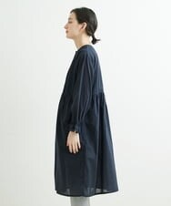 NHEGU85230 GIANNI LO GIUDICE(小さいサイズ)(メゾン ドゥ サンク) コットンボイルノーカラーシャツワンピース ネイビー