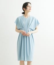NHEGU87290 GIANNI LO GIUDICE(小さいサイズ)(メゾン ドゥ サンク) ストレッチポンチワンピースドレス ライトブルー