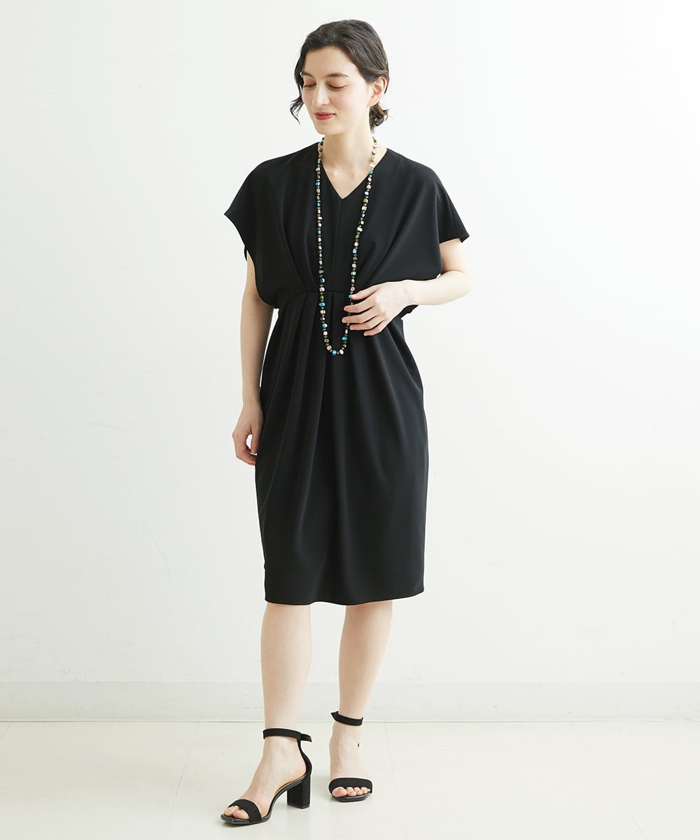 NHEGU87290 GIANNI LO GIUDICE(小さいサイズ)(メゾン ドゥ サンク) ストレッチポンチワンピースドレス ライトブルー