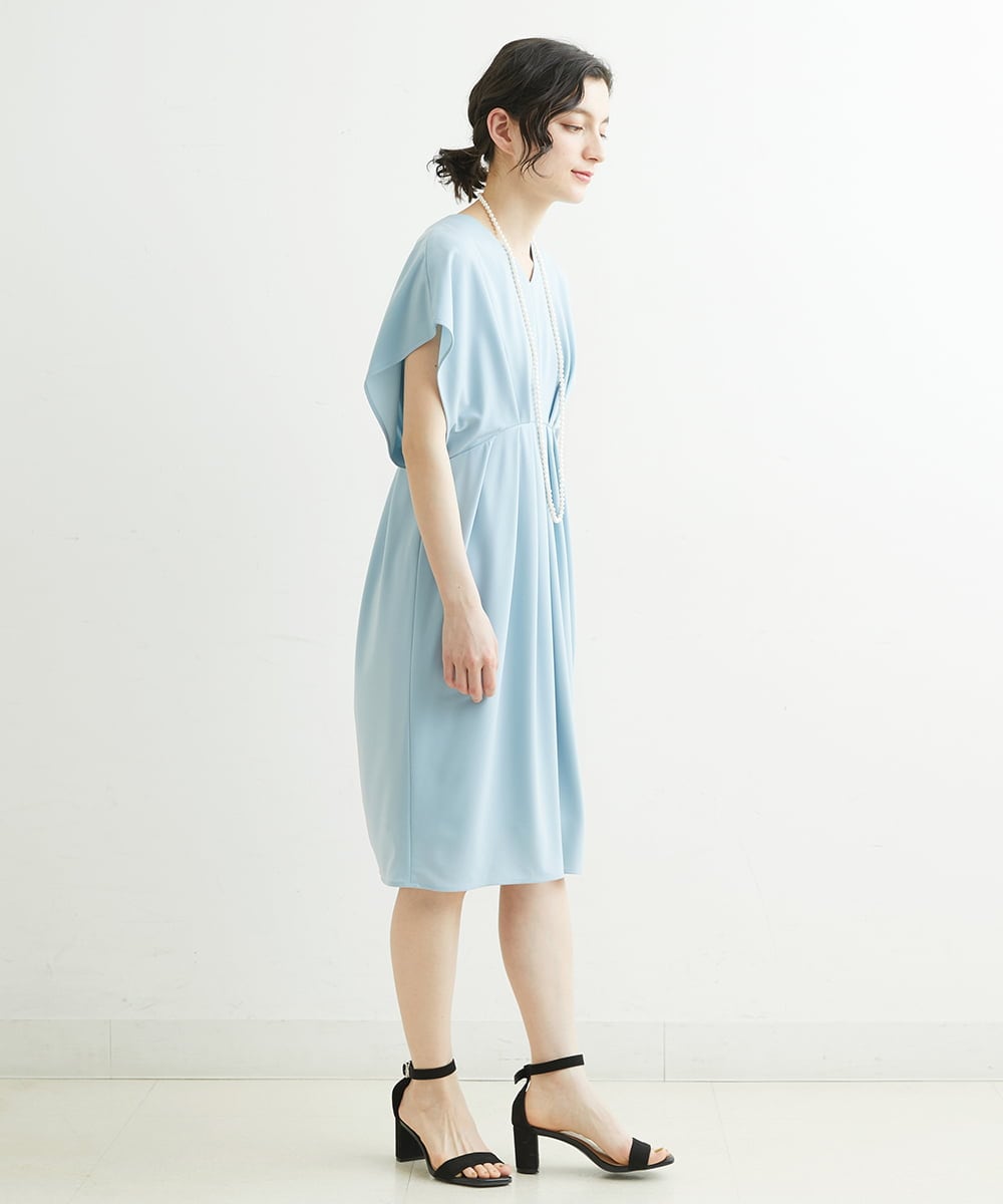 NHEGU87290 GIANNI LO GIUDICE(小さいサイズ)(メゾン ドゥ サンク) ストレッチポンチワンピースドレス ライトブルー