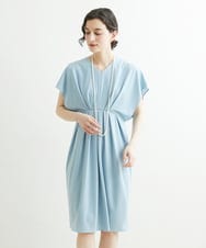 NHEGU87290 GIANNI LO GIUDICE(小さいサイズ)(メゾン ドゥ サンク) ストレッチポンチワンピースドレス ライトブルー