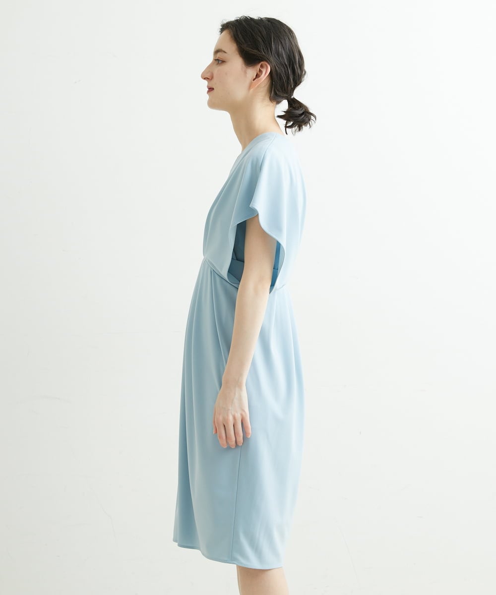 NHEGU87290 GIANNI LO GIUDICE(小さいサイズ)(メゾン ドゥ サンク) ストレッチポンチワンピースドレス ライトブルー