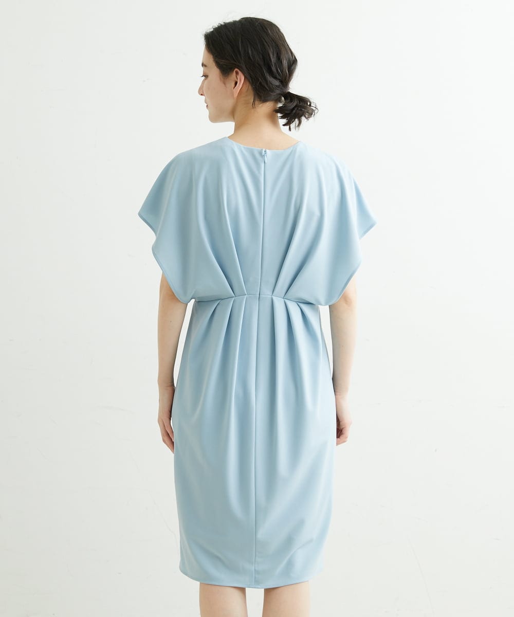 NHEGU87290 GIANNI LO GIUDICE(小さいサイズ)(メゾン ドゥ サンク) ストレッチポンチワンピースドレス ライトブルー