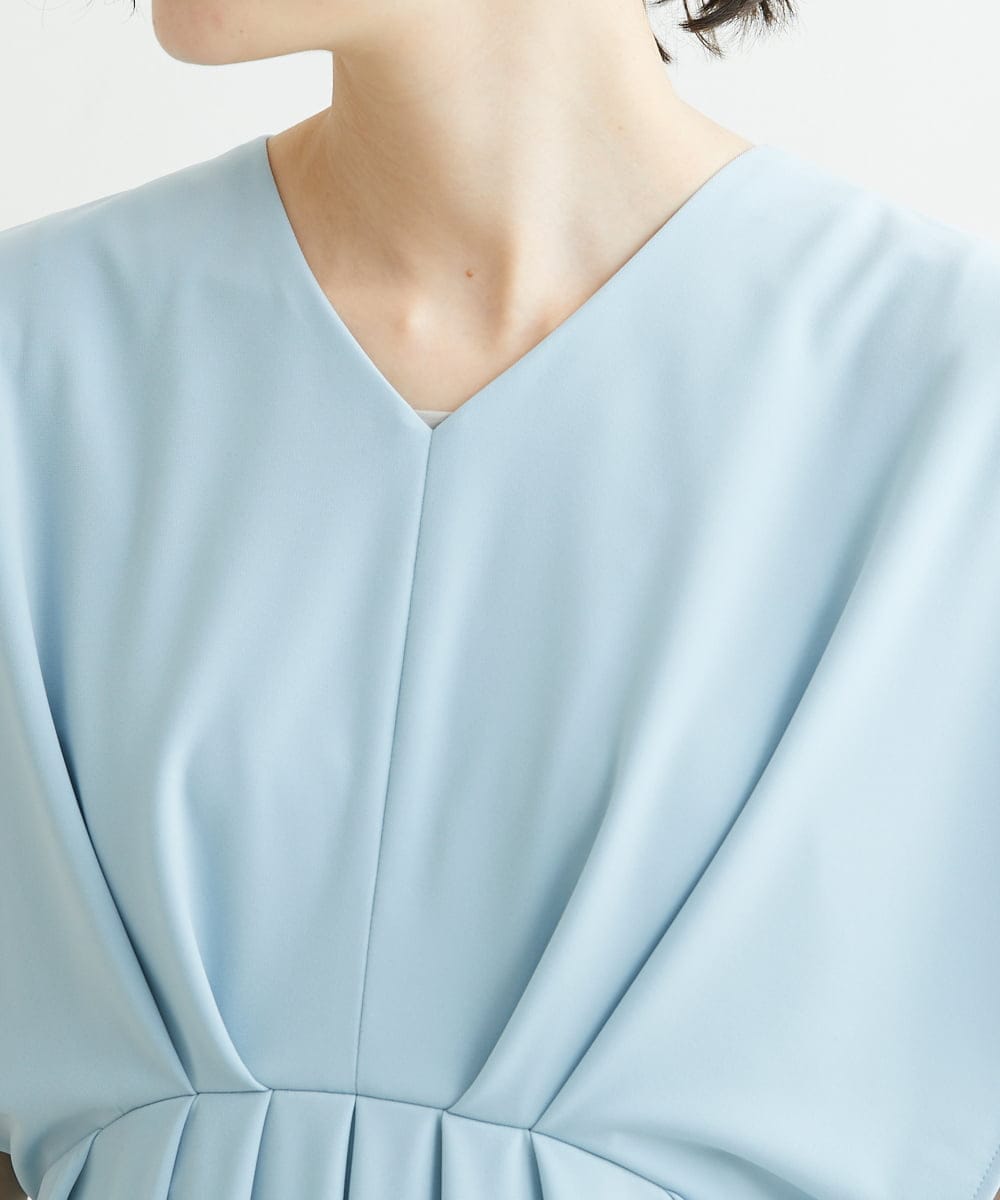 NHEGU87290 GIANNI LO GIUDICE(小さいサイズ)(メゾン ドゥ サンク) ストレッチポンチワンピースドレス ライトブルー