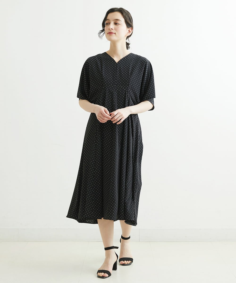 NHEGU88290 GIANNI LO GIUDICE(小さいサイズ)(メゾン ドゥ サンク) ドットプリントワンピースドレス ベージュ