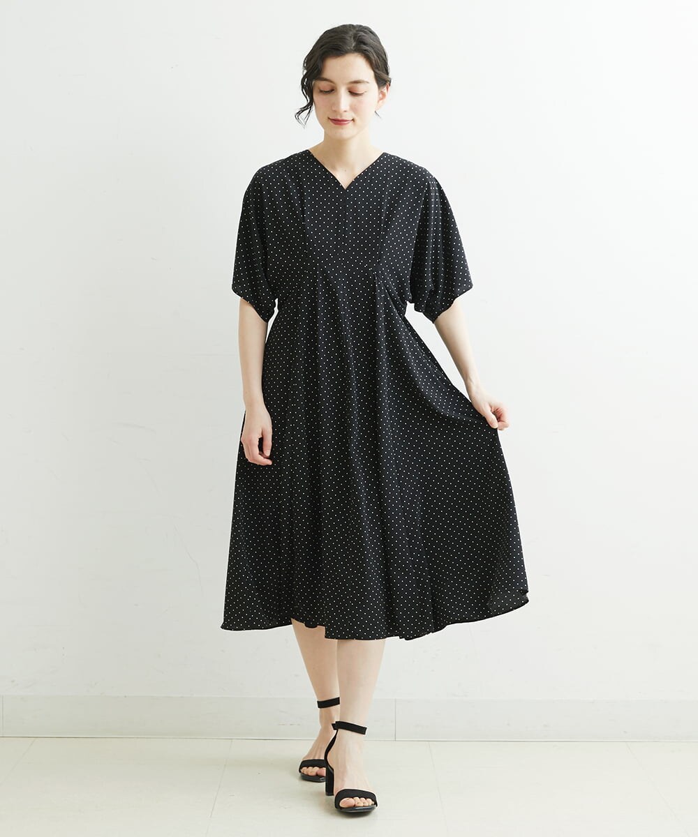 NHEGU88290 GIANNI LO GIUDICE(小さいサイズ)(メゾン ドゥ サンク) ドットプリントワンピースドレス ベージュ