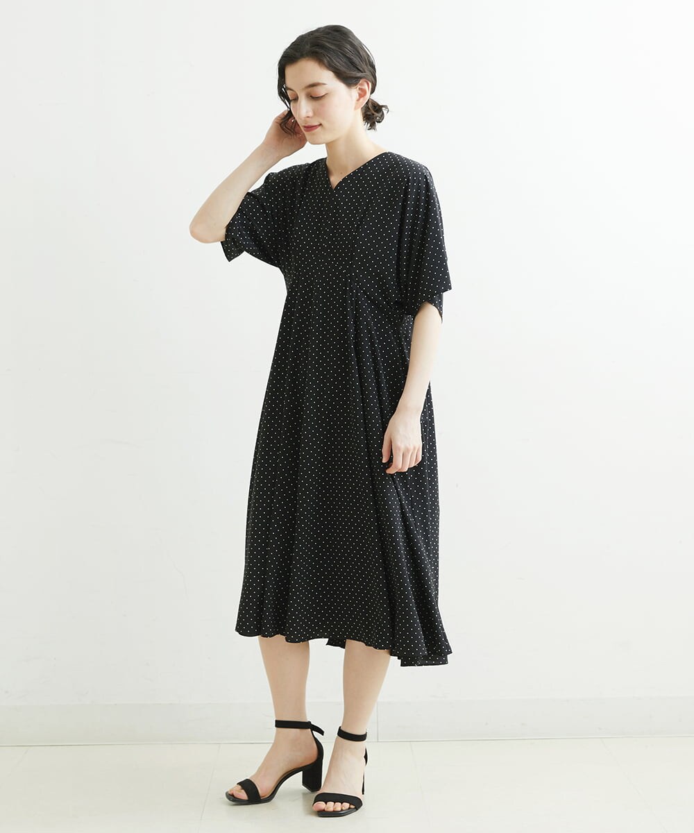 NHEGU88290 GIANNI LO GIUDICE(小さいサイズ)(メゾン ドゥ サンク) ドットプリントワンピースドレス ベージュ