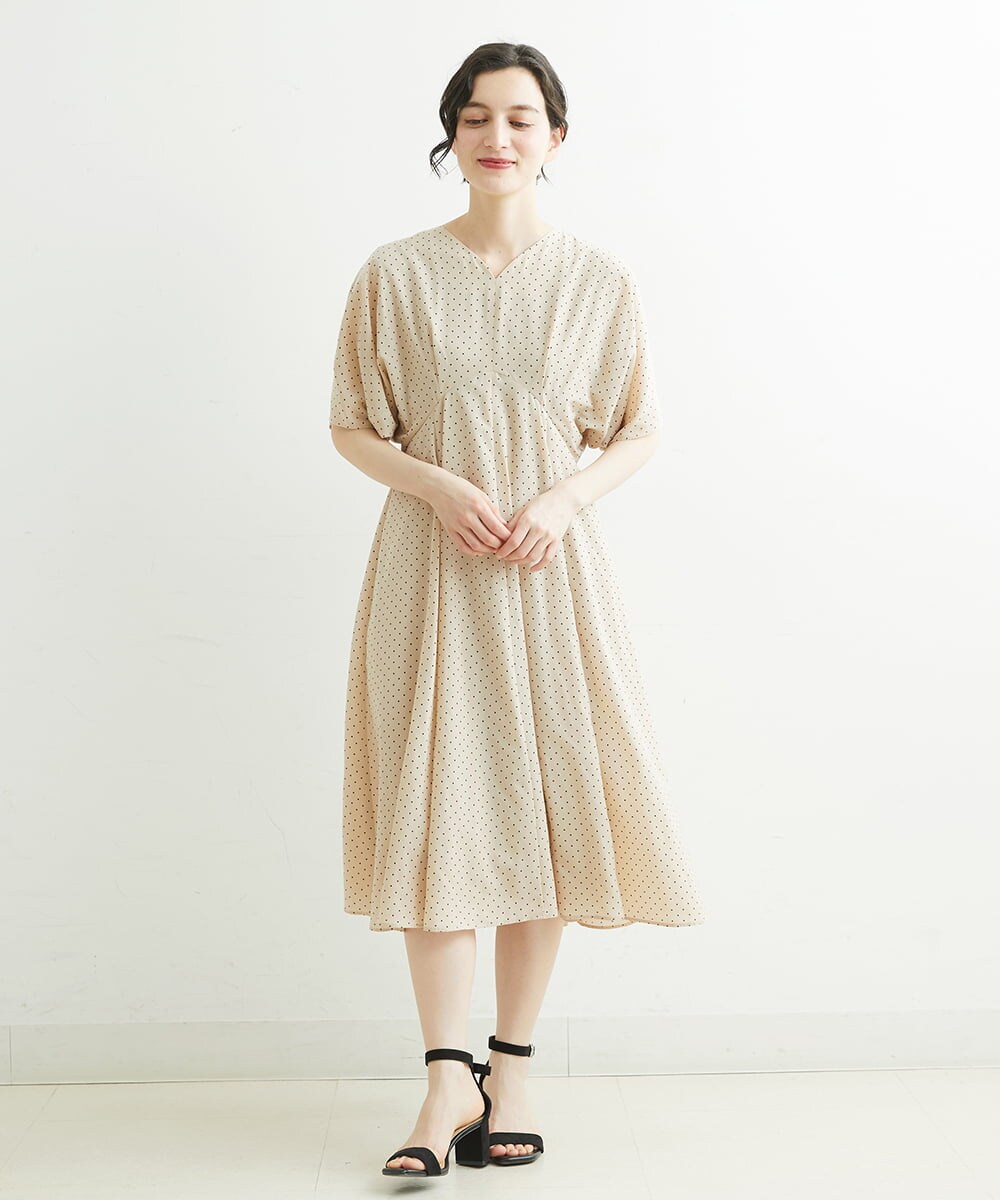 NHEGU88290 GIANNI LO GIUDICE(小さいサイズ)(メゾン ドゥ サンク) ドットプリントワンピースドレス ベージュ