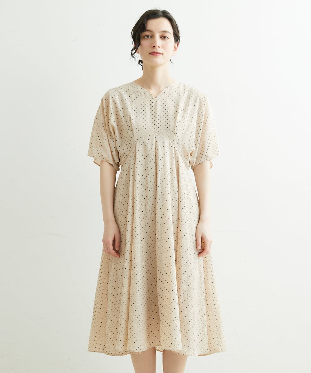 NHEGU88290 GIANNI LO GIUDICE(小さいサイズ)(メゾン ドゥ サンク) ドットプリントワンピースドレス ベージュ
