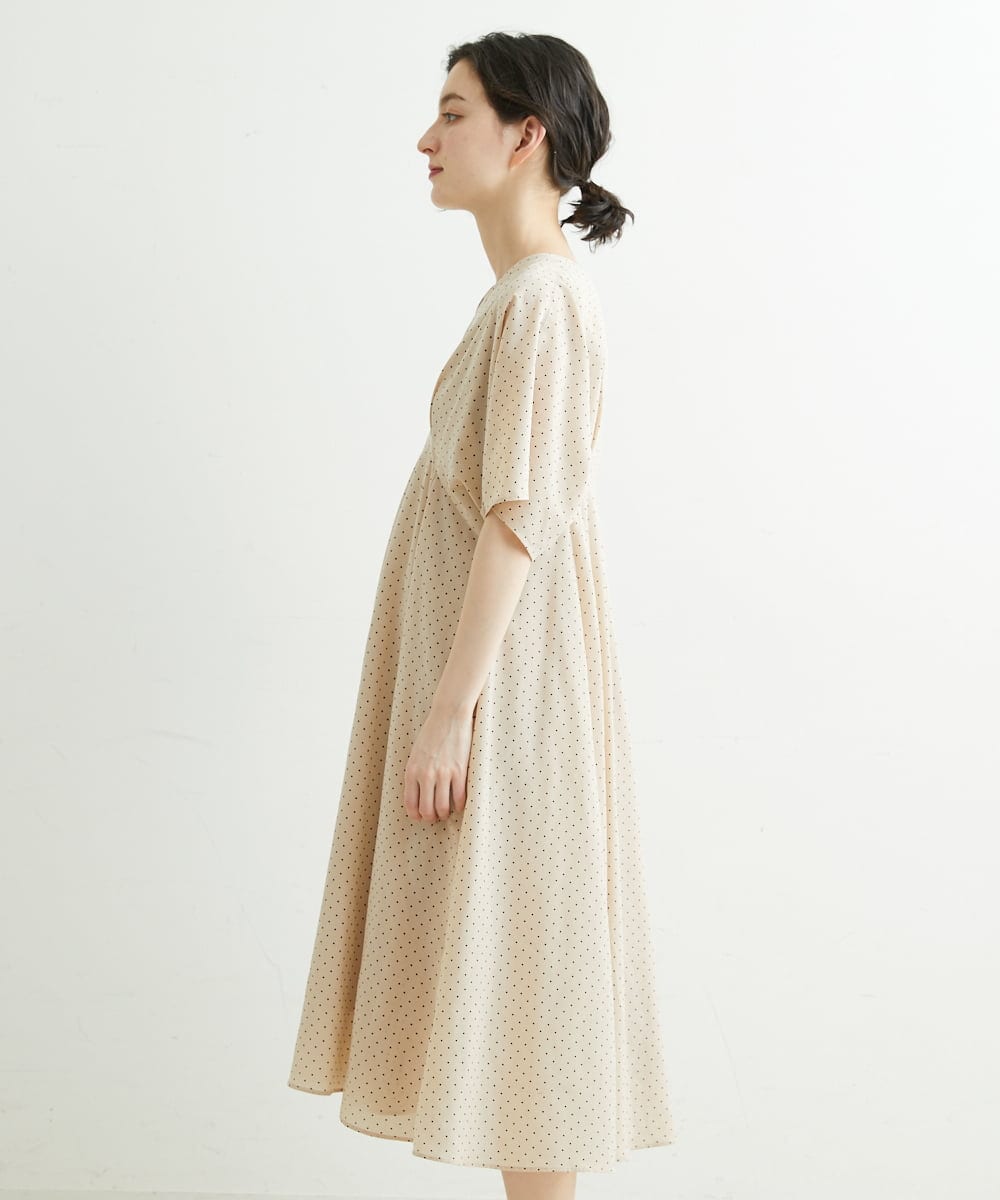 NHEGU88290 GIANNI LO GIUDICE(小さいサイズ)(メゾン ドゥ サンク) ドットプリントワンピースドレス ベージュ