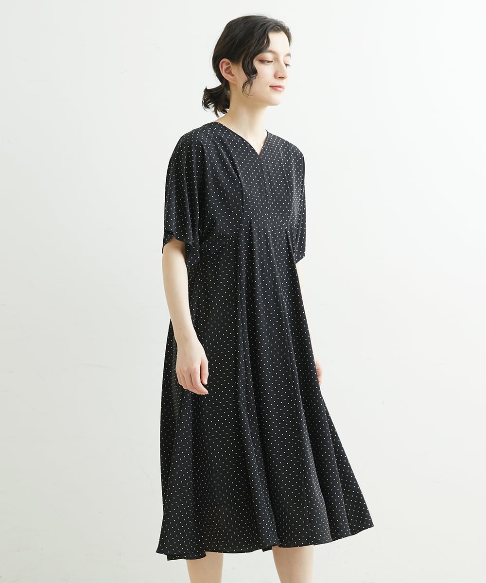 NHEGU88290 GIANNI LO GIUDICE(小さいサイズ)(メゾン ドゥ サンク) ドットプリントワンピースドレス ブラック