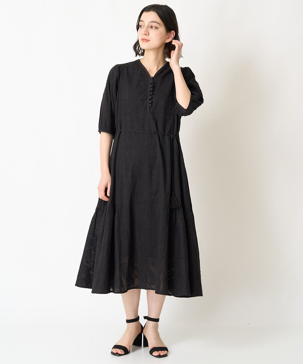 ULLA JOHNSON ブラック花柄ワンピースMA40 ULLA JOHNSON 花柄ロングワンピースMA40