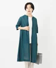NHEHC90390 GIANNI LO GIUDICE(小さいサイズ)(メゾン ドゥ サンク) 先染めボイルワッシャーワンピース グリーン