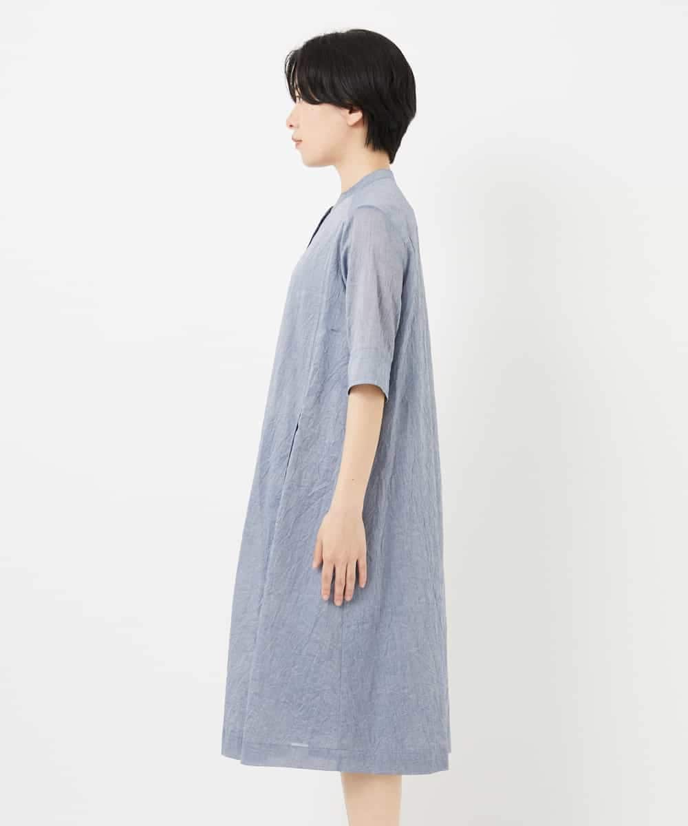 NHEHC90390 GIANNI LO GIUDICE(小さいサイズ)(メゾン ドゥ サンク) 先染めボイルワッシャーワンピース ネイビー