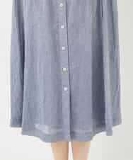 NHEHC90390 GIANNI LO GIUDICE(小さいサイズ)(メゾン ドゥ サンク) 先染めボイルワッシャーワンピース ネイビー