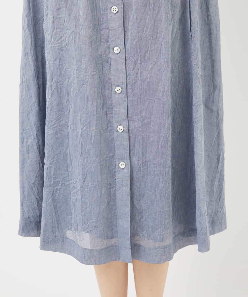 NHEHC90390 GIANNI LO GIUDICE(小さいサイズ)(メゾン ドゥ サンク) 先染めボイルワッシャーワンピース ネイビー