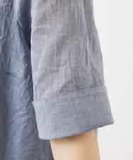 NHEHC90390 GIANNI LO GIUDICE(小さいサイズ)(メゾン ドゥ サンク) 先染めボイルワッシャーワンピース ネイビー