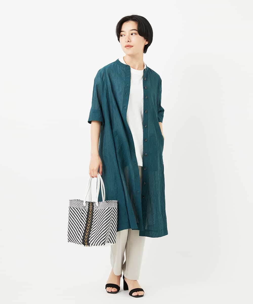 NHEHC90390 GIANNI LO GIUDICE(小さいサイズ)(メゾン ドゥ サンク) 先染めボイルワッシャーワンピース ネイビー