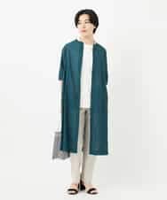 NHEHC90390 GIANNI LO GIUDICE(小さいサイズ)(メゾン ドゥ サンク) 先染めボイルワッシャーワンピース ネイビー