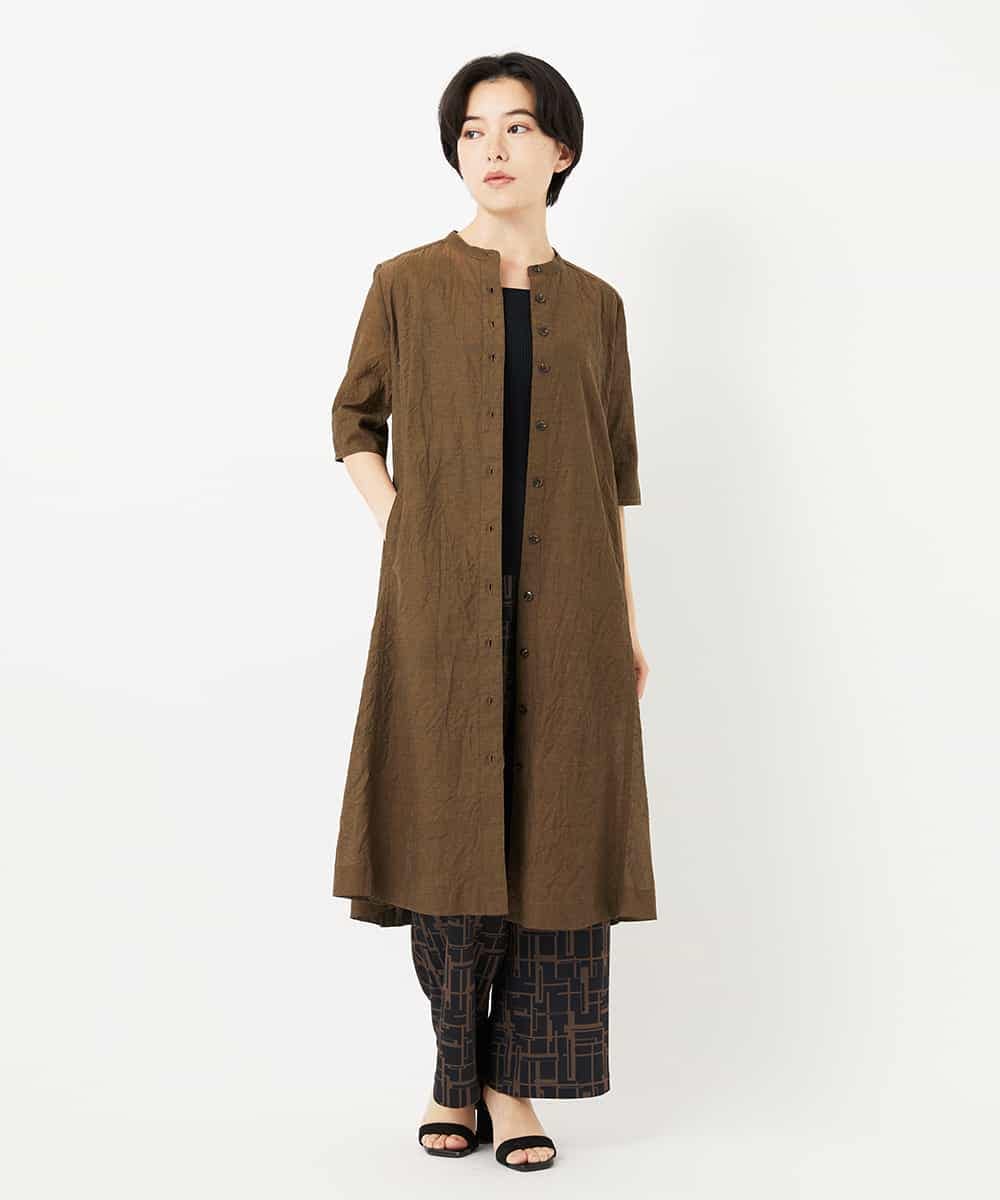 NHEHC90390 GIANNI LO GIUDICE(小さいサイズ)(メゾン ドゥ サンク) 先染めボイルワッシャーワンピース ネイビー
