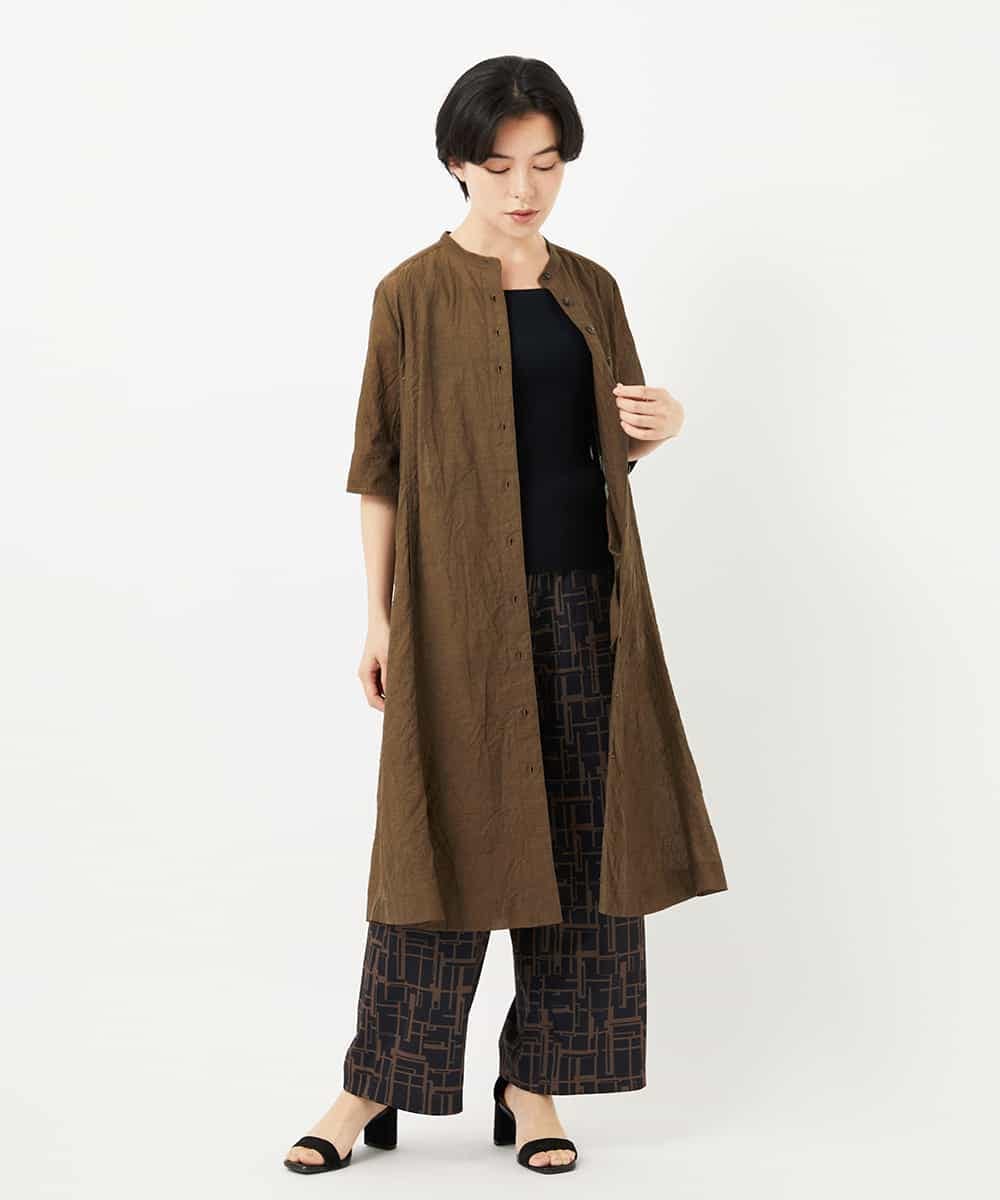 NHEHC90390 GIANNI LO GIUDICE(小さいサイズ)(メゾン ドゥ サンク) 先染めボイルワッシャーワンピース ネイビー