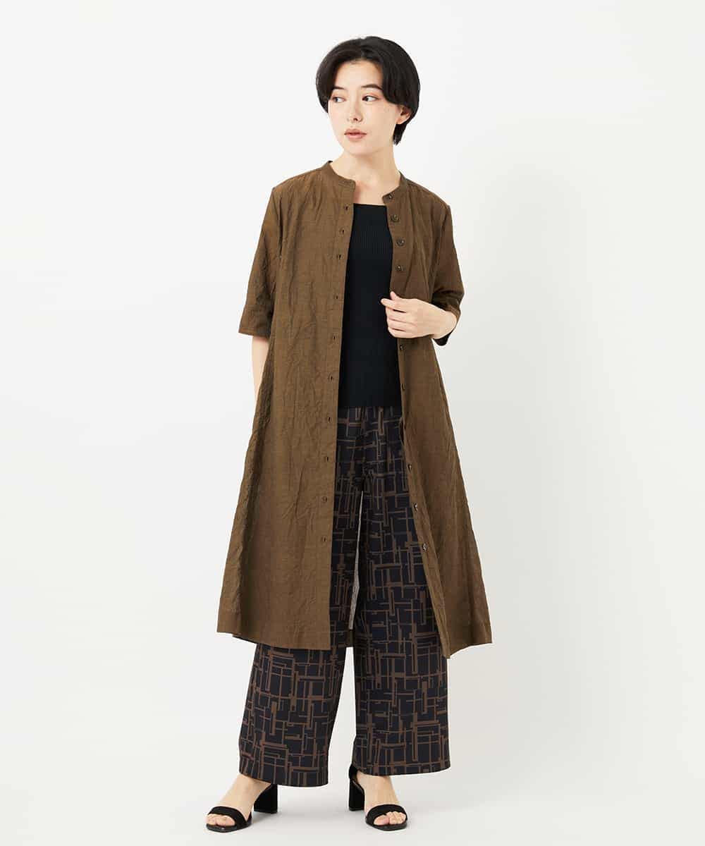 NHEHC90390 GIANNI LO GIUDICE(小さいサイズ)(メゾン ドゥ サンク) 先染めボイルワッシャーワンピース ネイビー