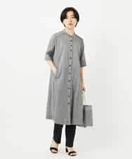 NHEHC90390 GIANNI LO GIUDICE(小さいサイズ)(メゾン ドゥ サンク) 先染めボイルワッシャーワンピース ネイビー
