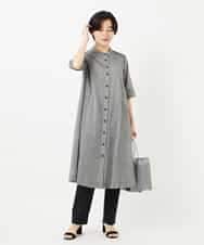 NHEHC90390 GIANNI LO GIUDICE(小さいサイズ)(メゾン ドゥ サンク) 先染めボイルワッシャーワンピース ネイビー