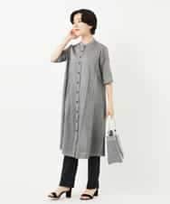 NHEHC90390 GIANNI LO GIUDICE(小さいサイズ)(メゾン ドゥ サンク) 先染めボイルワッシャーワンピース ネイビー