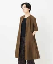 NHEHC90390 GIANNI LO GIUDICE(小さいサイズ)(メゾン ドゥ サンク) 先染めボイルワッシャーワンピース ブラウン