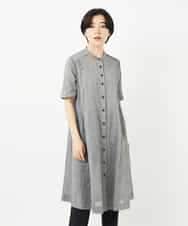 NHEHC90390 GIANNI LO GIUDICE(小さいサイズ)(メゾン ドゥ サンク) 先染めボイルワッシャーワンピース ブラック