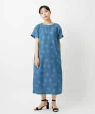 NHEHD06430 GIANNI LO GIUDICE(小さいサイズ)(メゾン ドゥ サンク) リネンドットワンピース ブルー