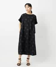 NHEHD06430 GIANNI LO GIUDICE(小さいサイズ)(メゾン ドゥ サンク) リネンドットワンピース ブルー