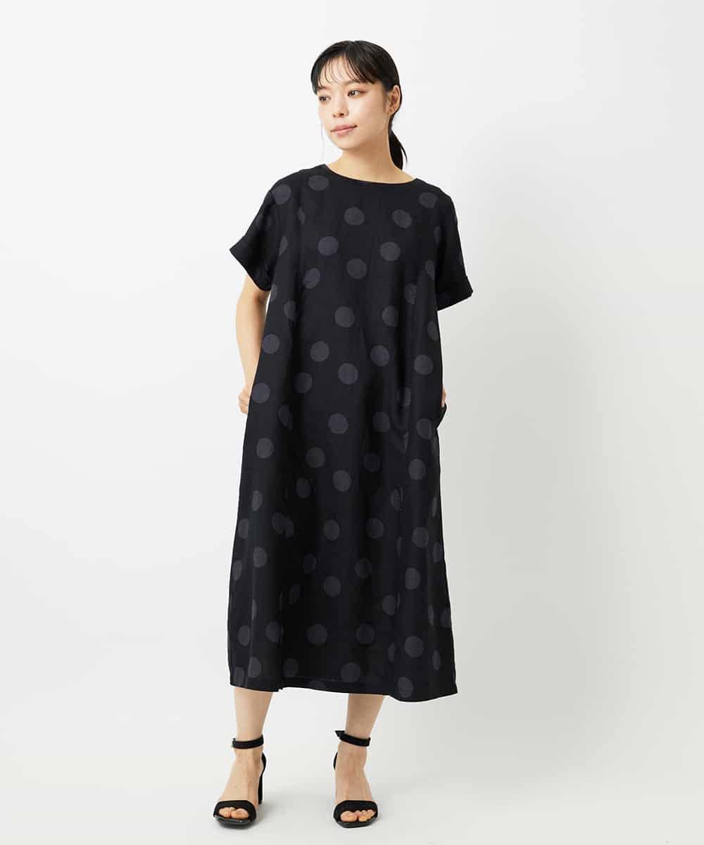 NHEHD06430 GIANNI LO GIUDICE(小さいサイズ)(メゾン ドゥ サンク) リネンドットワンピース ブルー