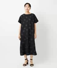NHEHD06430 GIANNI LO GIUDICE(小さいサイズ)(メゾン ドゥ サンク) リネンドットワンピース ブルー