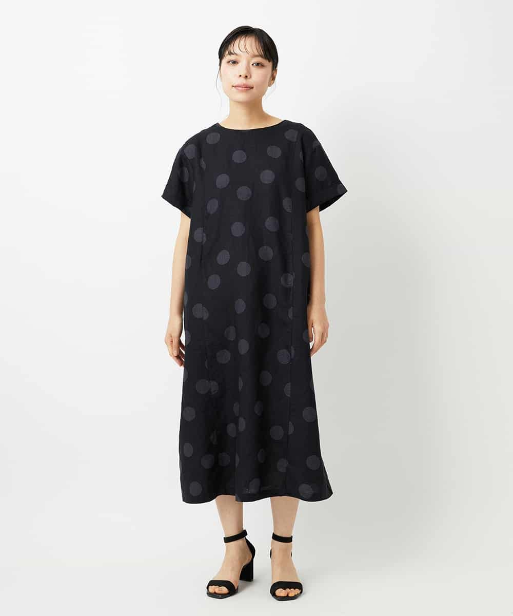 NHEHD06430 GIANNI LO GIUDICE(小さいサイズ)(メゾン ドゥ サンク) リネンドットワンピース ブルー