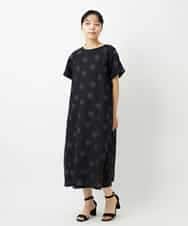 NHEHD06430 GIANNI LO GIUDICE(小さいサイズ)(メゾン ドゥ サンク) リネンドットワンピース ブルー