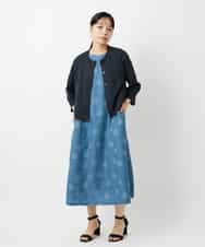 NHEHD06430 GIANNI LO GIUDICE(小さいサイズ)(メゾン ドゥ サンク) リネンドットワンピース ブルー