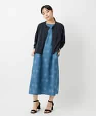 NHEHD06430 GIANNI LO GIUDICE(小さいサイズ)(メゾン ドゥ サンク) リネンドットワンピース ブルー