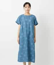 NHEHD06430 GIANNI LO GIUDICE(小さいサイズ)(メゾン ドゥ サンク) リネンドットワンピース ブルー