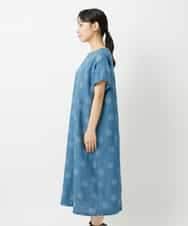 NHEHD06430 GIANNI LO GIUDICE(小さいサイズ)(メゾン ドゥ サンク) リネンドットワンピース ブルー