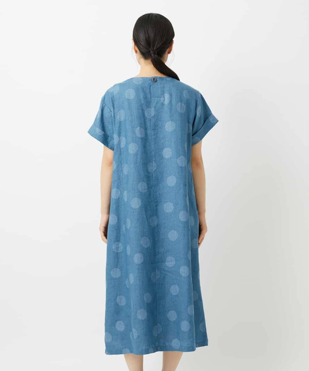 NHEHD06430 GIANNI LO GIUDICE(小さいサイズ)(メゾン ドゥ サンク) リネンドットワンピース ブルー