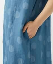 NHEHD06430 GIANNI LO GIUDICE(小さいサイズ)(メゾン ドゥ サンク) リネンドットワンピース ブルー