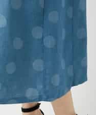 NHEHD06430 GIANNI LO GIUDICE(小さいサイズ)(メゾン ドゥ サンク) リネンドットワンピース ブルー