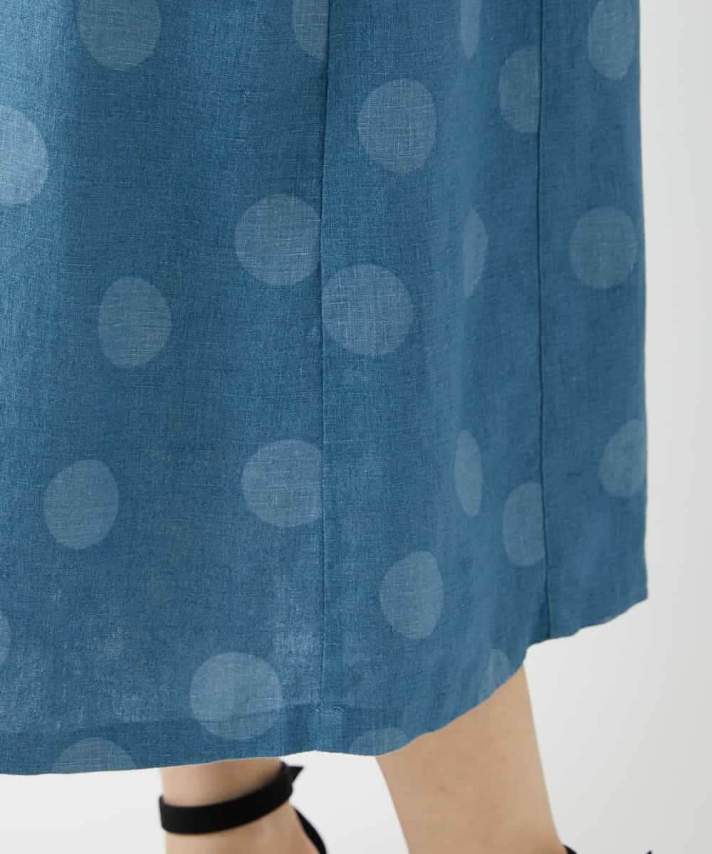 NHEHD06430 GIANNI LO GIUDICE(小さいサイズ)(メゾン ドゥ サンク) リネンドットワンピース ブルー