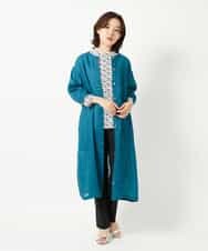 NHEHE60330 GIANNI LO GIUDICE(小さいサイズ)(メゾン ドゥ サンク) 麻シャンブレープリントワンピース イエローベージュ